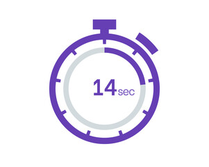 Timer 14 sec icon, 14 seconds digital timer. Clock and watch, timer, countdown