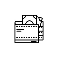Obraz premium wallet vector icon line style. Perfect for website, application, commerce, presentation, logo and more. simple, thin and modern outline icon