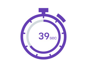 Fototapeta premium Timer 39 sec icon, 39 seconds digital timer. Clock and watch, timer, countdown