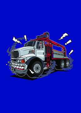 Illustration white truck monster, high quality colored design with fun concept, made from original sketch and digitalize using corel draw, photoshop, adobe illustrator. Available in CDR. Ai. EPS.