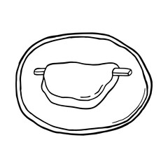 Vector hand drawn doodle hanabira mochi. Japanese rice dessert. Design sketch element for menu cafe, restaurant, label and packaging. Illustration on a white background.