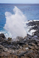 Close shot of Le Souffleur, a natural geyser in Piton Saint-Leu on Reunion Island