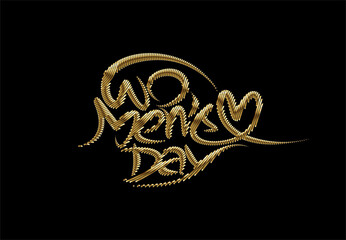 Gold Color Happy Women's Day Stylish Typography Text. Vector Illustration