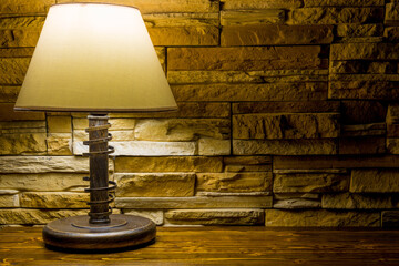 vintage table lamp on brown background
