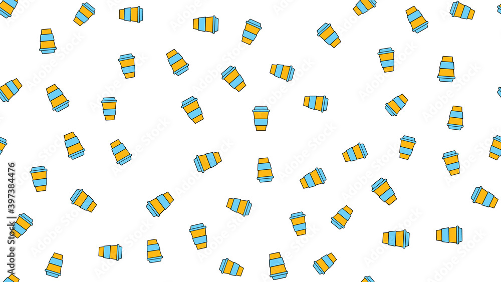Poster texture seamless pattern from a set of beautiful nice tasty refreshing coffee drinks in fast takeawa