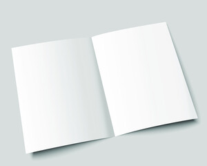 A4 brouchure mock up. A3 half-fold blank template design. Flyer with copy space. Realistic 3d vector illustration.