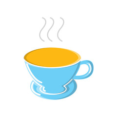 A glass of strong invigorating aromatic quick espresso americano in a ceramic cup with a handle icon on a white background. illustration