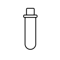 Chemical laboratory medical test tube, flask for drugs and chemical experiments, simple black and white icon on a white background. illustration