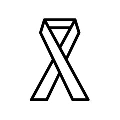 Medical red ribbon - the symbol of the fight against AIDS, a simple black and white icon on a white background. illustration