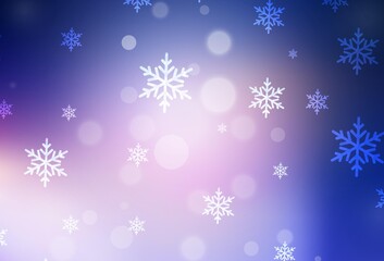 Dark Pink, Blue vector background in Xmas style.