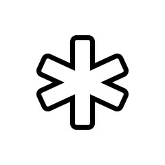 The star of life - medical ambulance symbol, simple black and white icon on a white background illustration
