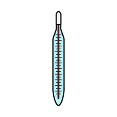 Medical glass mercury thermometer to measure body temperature, a simple icon on a white background. illustration