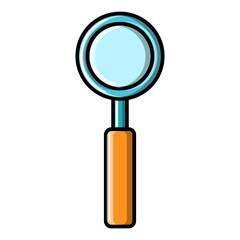 Large optical magnifier with a handle for approaching and searching, icon on a white background.  illustration