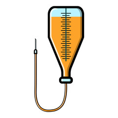 Medical pharmaceutical dropper with a needle and a catheter for the treatment of diseases with medications, icon on a white background. illustration