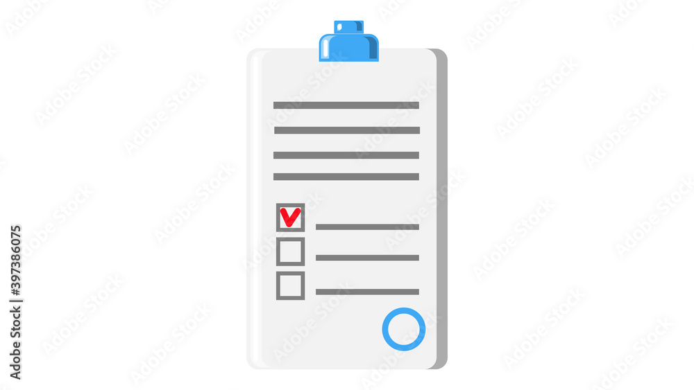 Poster paper document application form contract with seal and abstract text icon on white background. illus