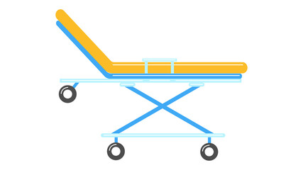 Beautiful medical cart on wheels bed in the ambulance to transport the patient on a white background. illustration
