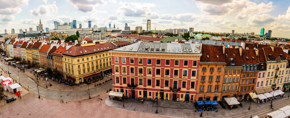 Roofs of Warsaw from old town - City Skyline with sky scrapper -  No People