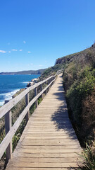 Obraz premium Walkway on the Bouddi Coastal Walk, New South Wales Australia. A pathway on the clifftops