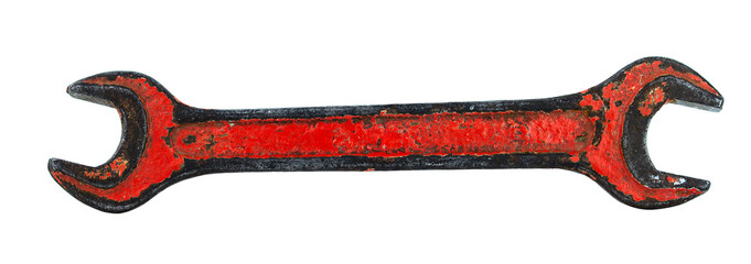 Vintage spanner isolated on white background