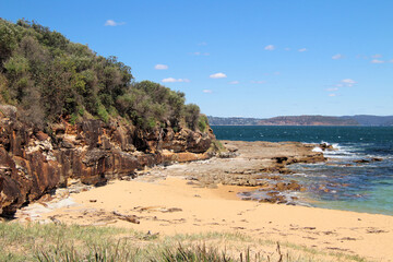 Coastal views of cliffs on the Bouddi Coastal Walk, New South Wales Australia