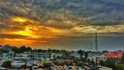 time clouds over the city