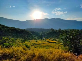 sunset in the mountains