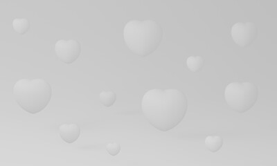 3D rendered white hearts background
