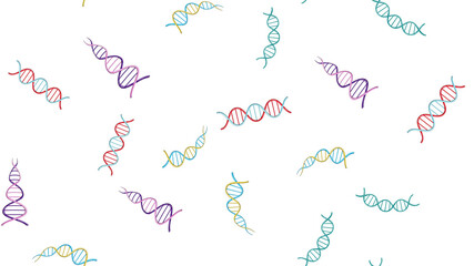 Seamless pattern texture of endless repetitive medical scientific abstract structures of dna gene molecules models on white background. illustration