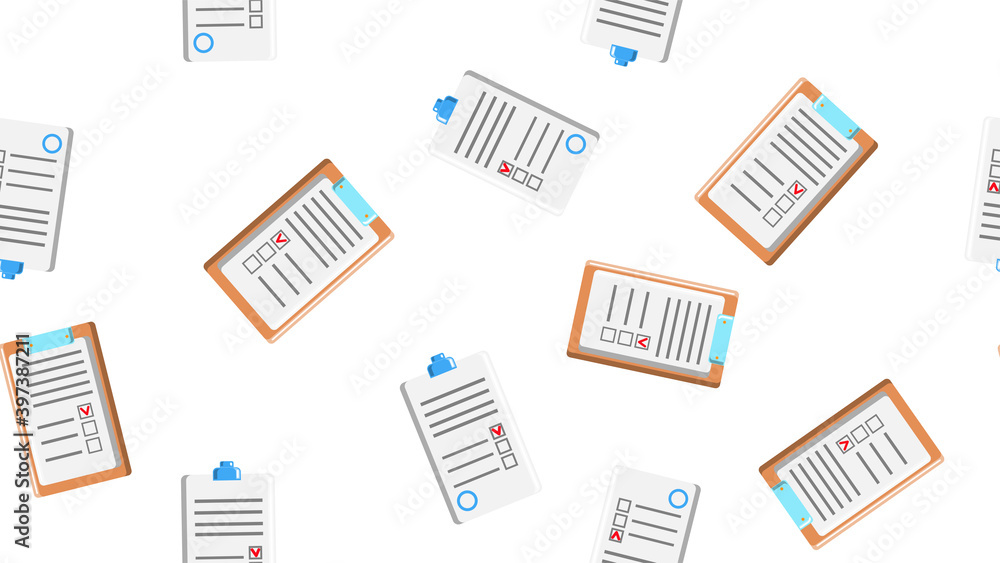 Poster seamless pattern texture of endless repeating paper sheets of paper contracts with tablets for paper
