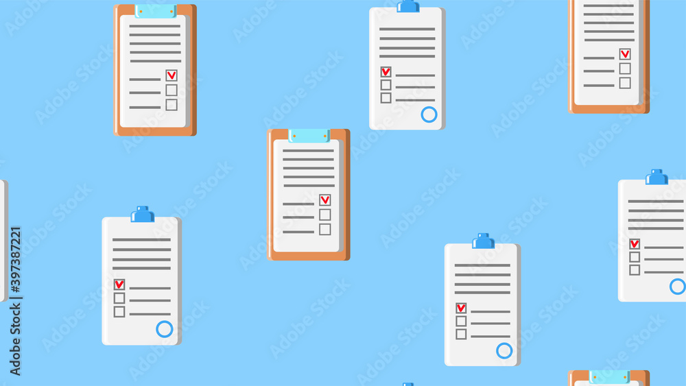 Poster seamless pattern texture of endless repeating paper sheets of paper contracts with tablets for paper