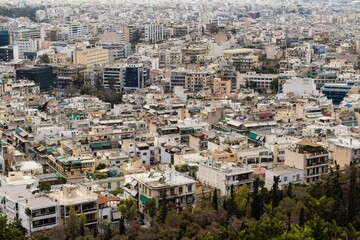 Cityscape view of flats with terrace, Athens, Greece
