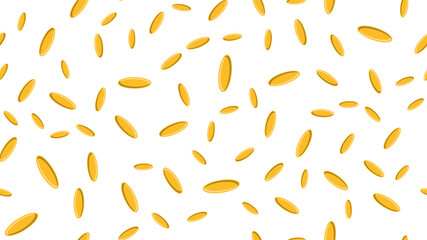 Seamless pattern texture of oval yellow medical pharmaceutical pills capsules capsules with vitamins fish oil omega-3 on a white background. illustration