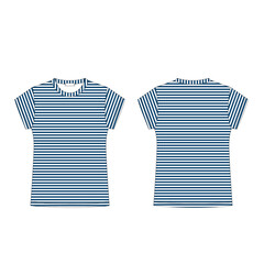 t-shirt blank template in blue stripe fabric isolated on white background. Front and back.