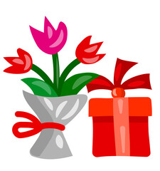 Flowers and gift