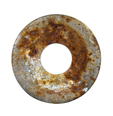 Old metal washer isolated on a white background