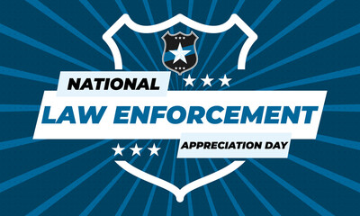 NATIONAL LAW ENFORCEMENT APPRECIATION DAY (L.E.A.D.). January 9. Poster, card, banner, background, T-shirt design.  - obrazy, fototapety, plakaty