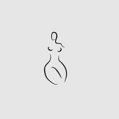 female shape nude body icon line illustration vector logo design
