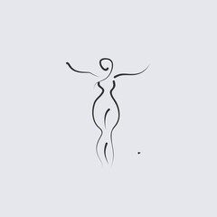 female shape nude body icon line illustration vector logo design