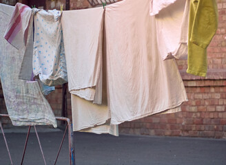 Laundry drying on the street.