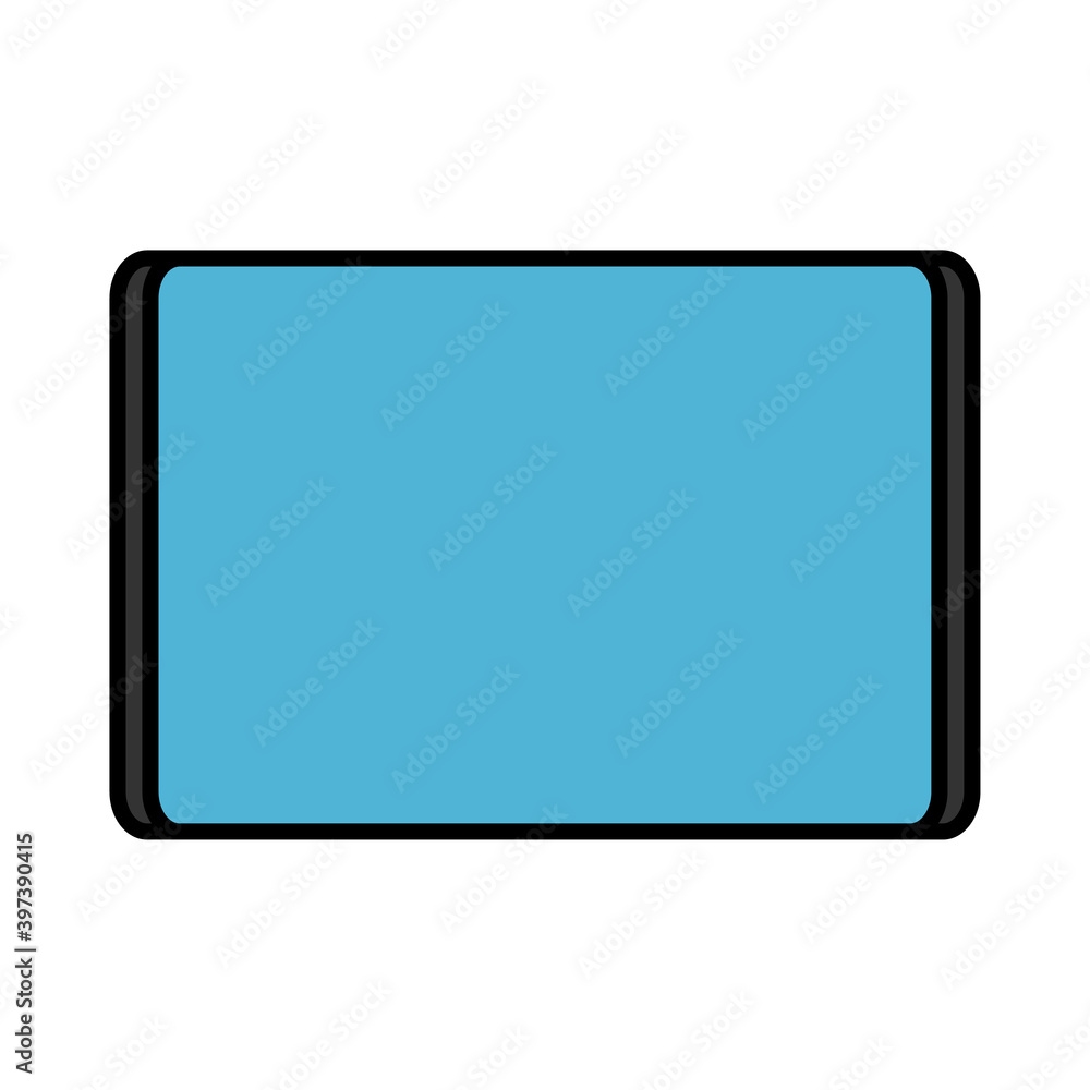 Poster illustration of a flat icon simple modern digital digital rectangular mobile tablet isolated on whit