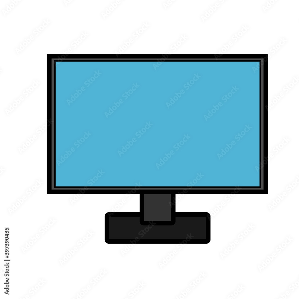 Poster illustration icon of a modern digital digital smart rectangular computer with monitor, laptop isolat