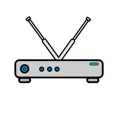 illustration white flat icon simple modern digital wi-fi router modem for wireless internet isolated on white background. Concept: computer digital technologies