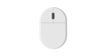 illustration of a white flat icon digital wireless computer mouse with buttons and wheel on a white background. Concept: computer digital technologies