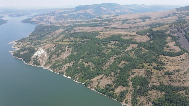Aerial view of Studen Kladenets Reservoir, Kardzhali Region, Bulgaria