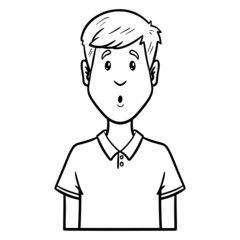 worker is amazed. avatar, surprised, comic, emotion, monochrome, outline.