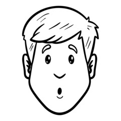 one is amazed. monochrome, comic, outline.