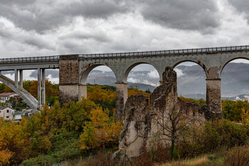 Isernia, Molise, Italy.  Santo Spirito railway bridge. View