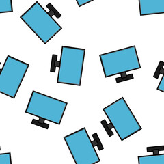 Seamless pattern, texture of modern digital rectangular lcd liquid crystal ice LED ips widescreen frameless monitors, screens, technology isolated on white background.  illustration