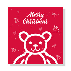 Fototapeta na wymiar merry christmas teddy bear with hats line style icon vector design
