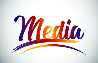 Media Word Text with Vibrant Handwritten Font Vector Illustration.
